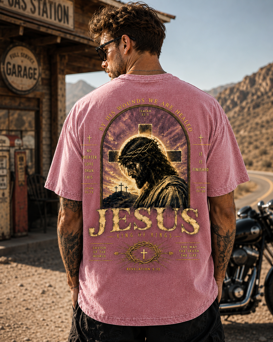 Jesus King of Kings – Vintage Washed Black Christian Graphic T-Shirt