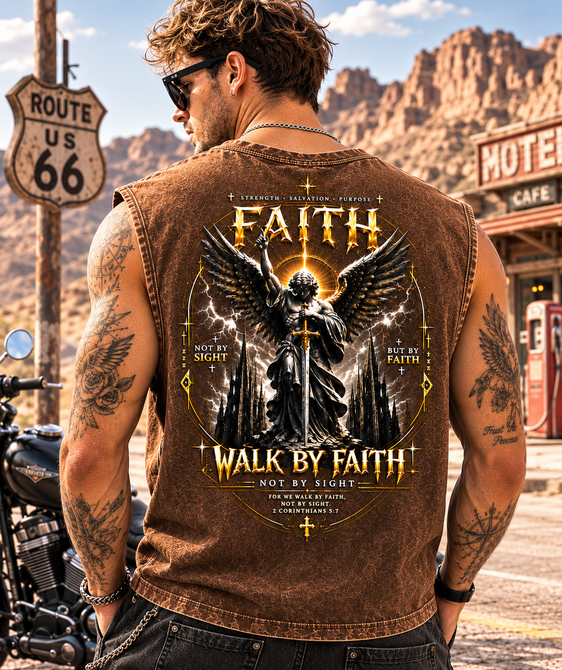 Faith Walk by Faith Washed Black Muscle Tee