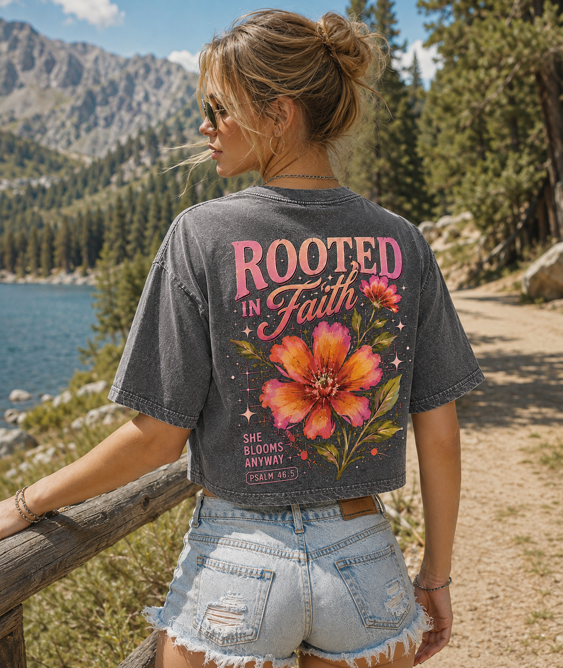 Rooted in Faith – Vintage Floral Crop Top