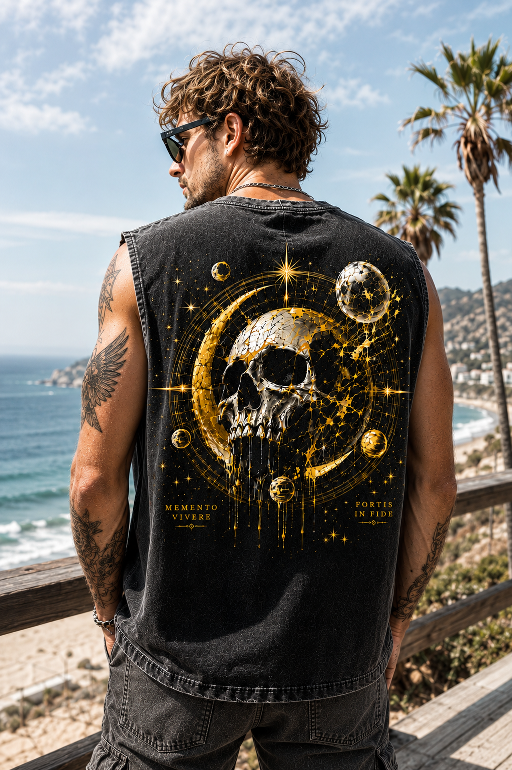 Celestial Skull Washed Tank Top