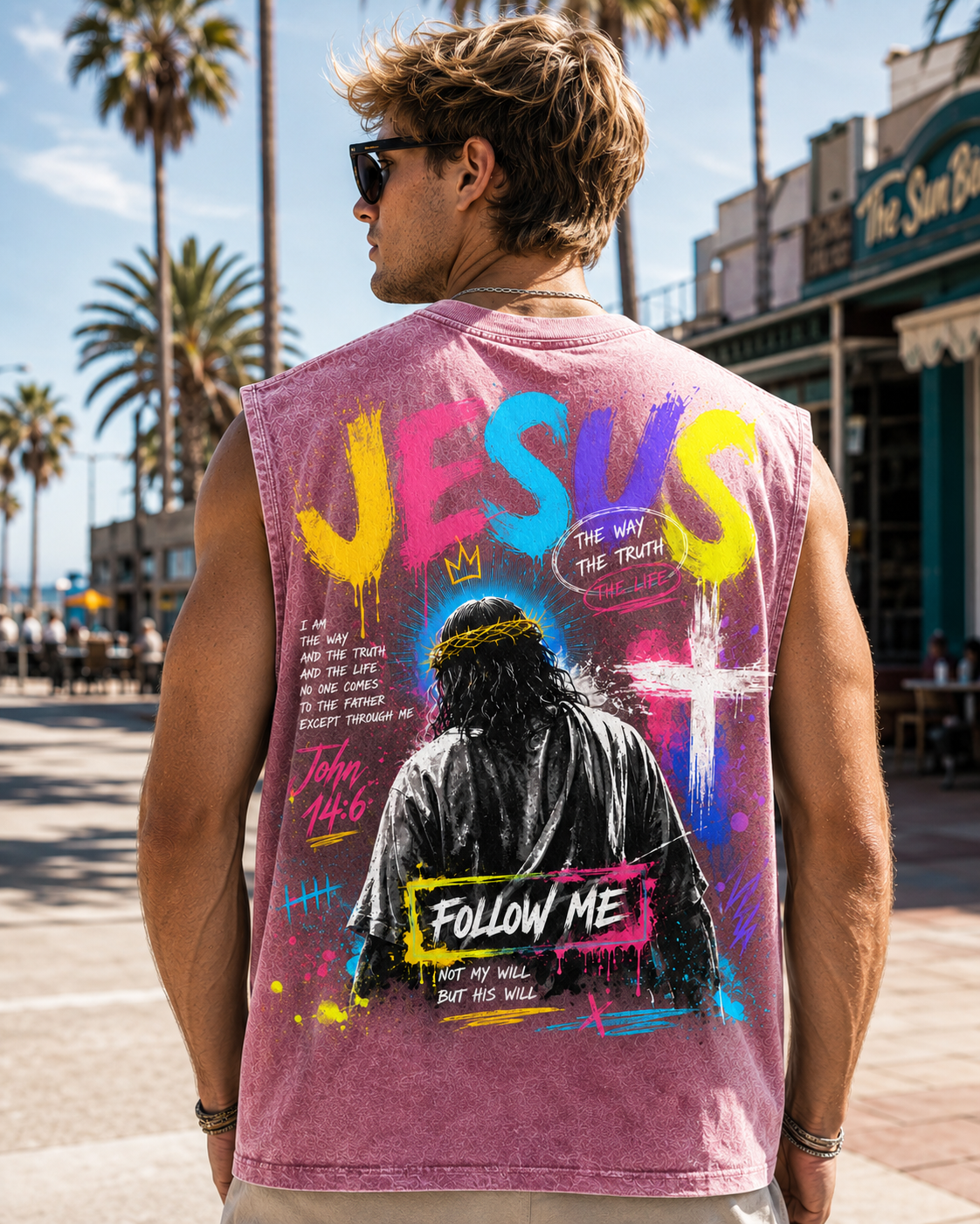 Jesus Follow Me Washed Black Tank Top