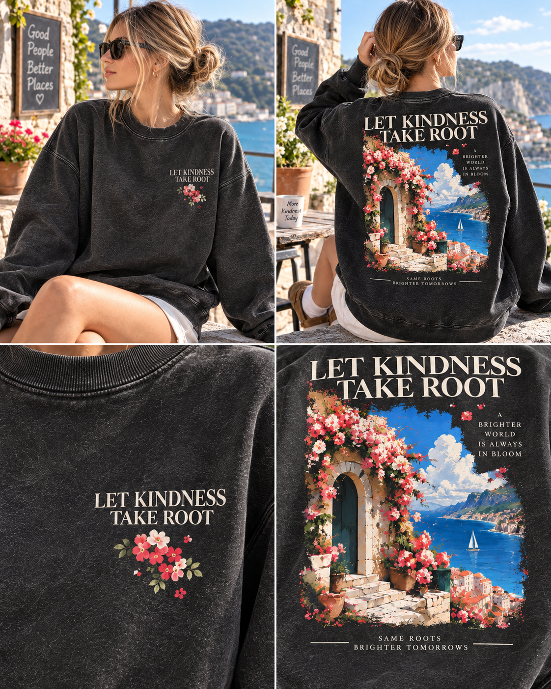 Let Kindness Take Root – Vintage Floral Sweatshirt