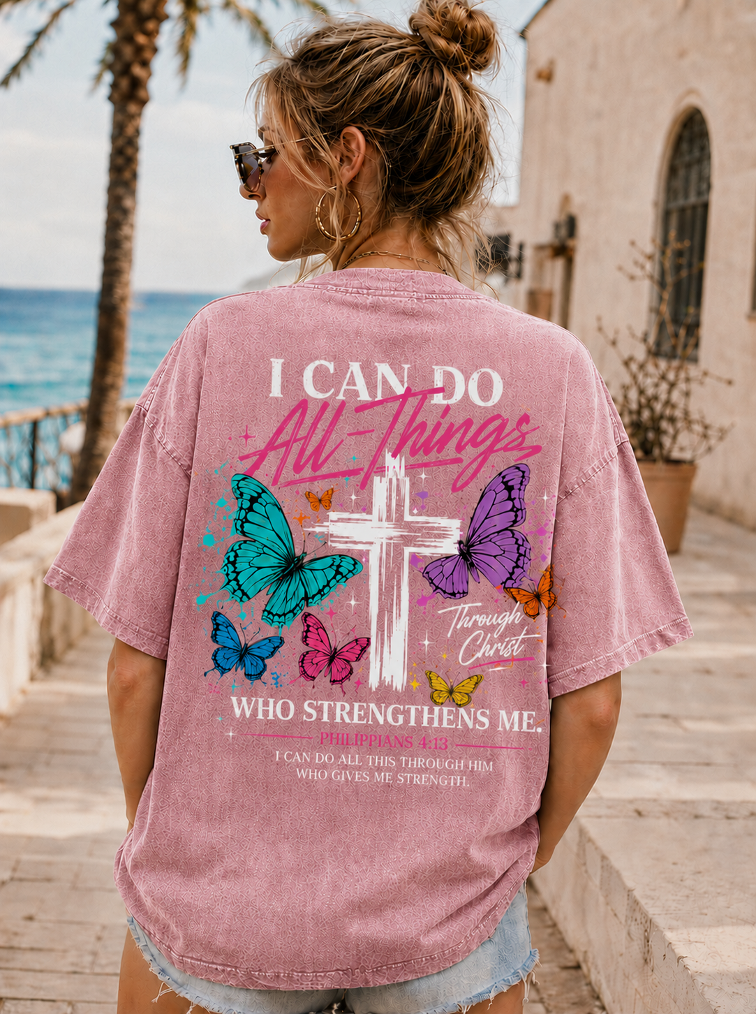 Faith Over Fear – Vintage Butterfly Cross T-Shirt