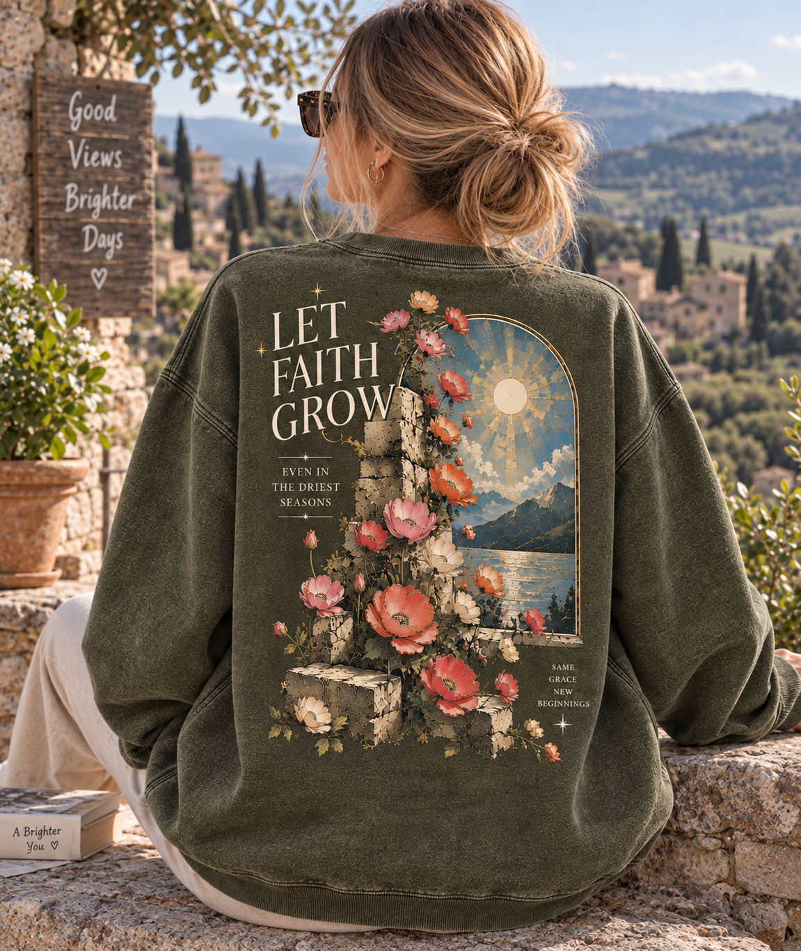 Let Faith Grow – Vintage Floral Sweatshirt