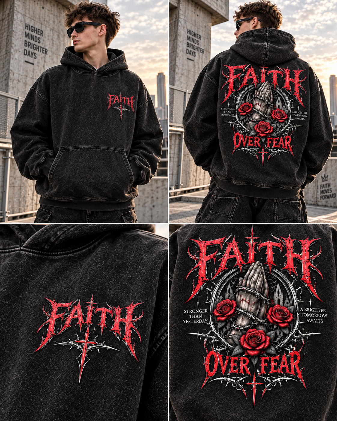 Faith Over Fear – Vintage Gothic Hoodie