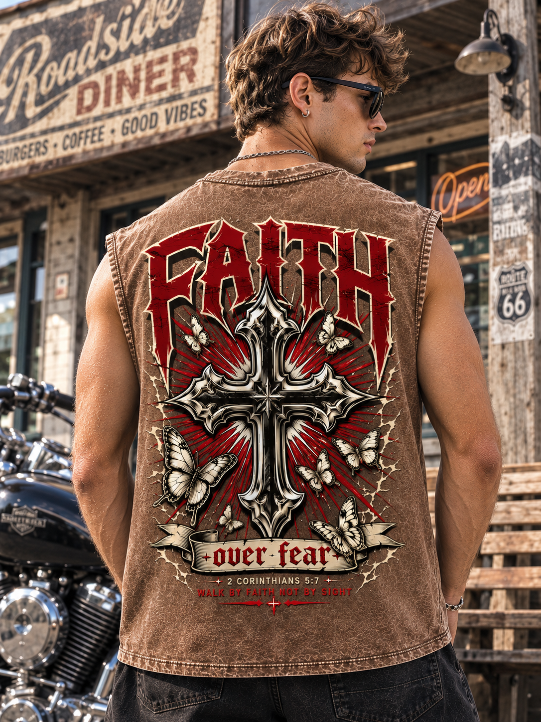 FAITH Over Fear Washed Black Tee