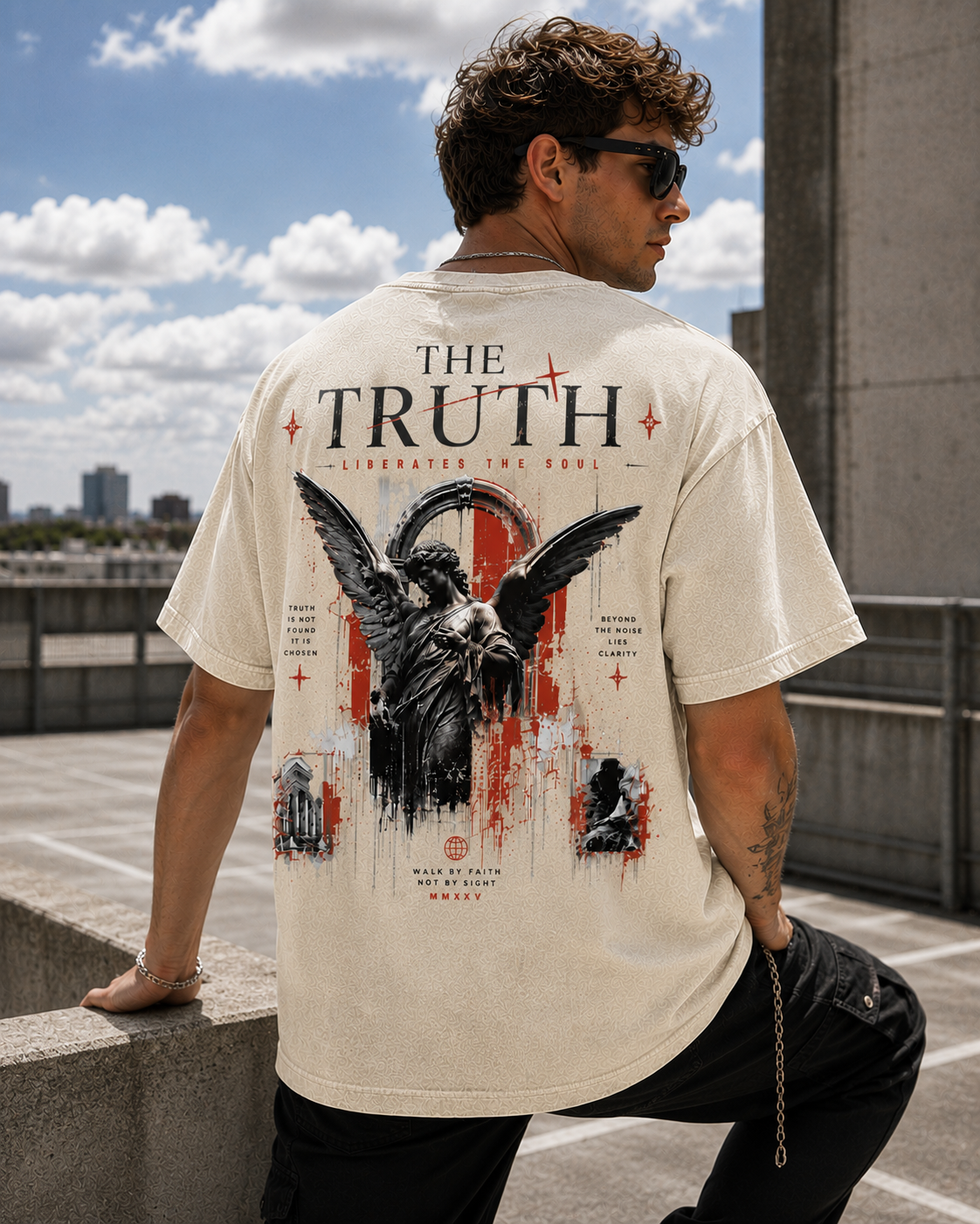 The Truth Angel Vintage Washed Graphic T-Shirt