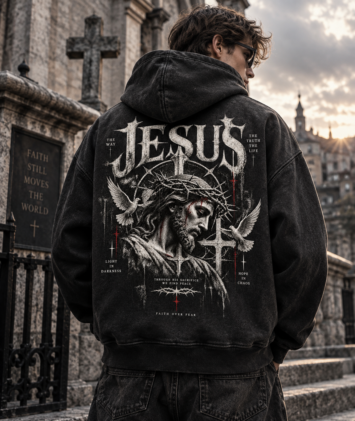 JESUS Faith Over Fear – Vintage Washed Hoodie