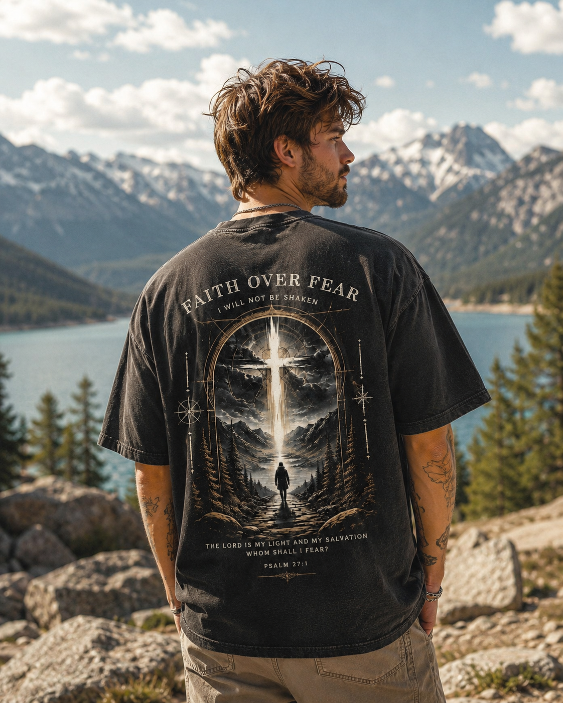 Faith Over Fear Vintage Graphic Tee – Premium Washed T-Shirt