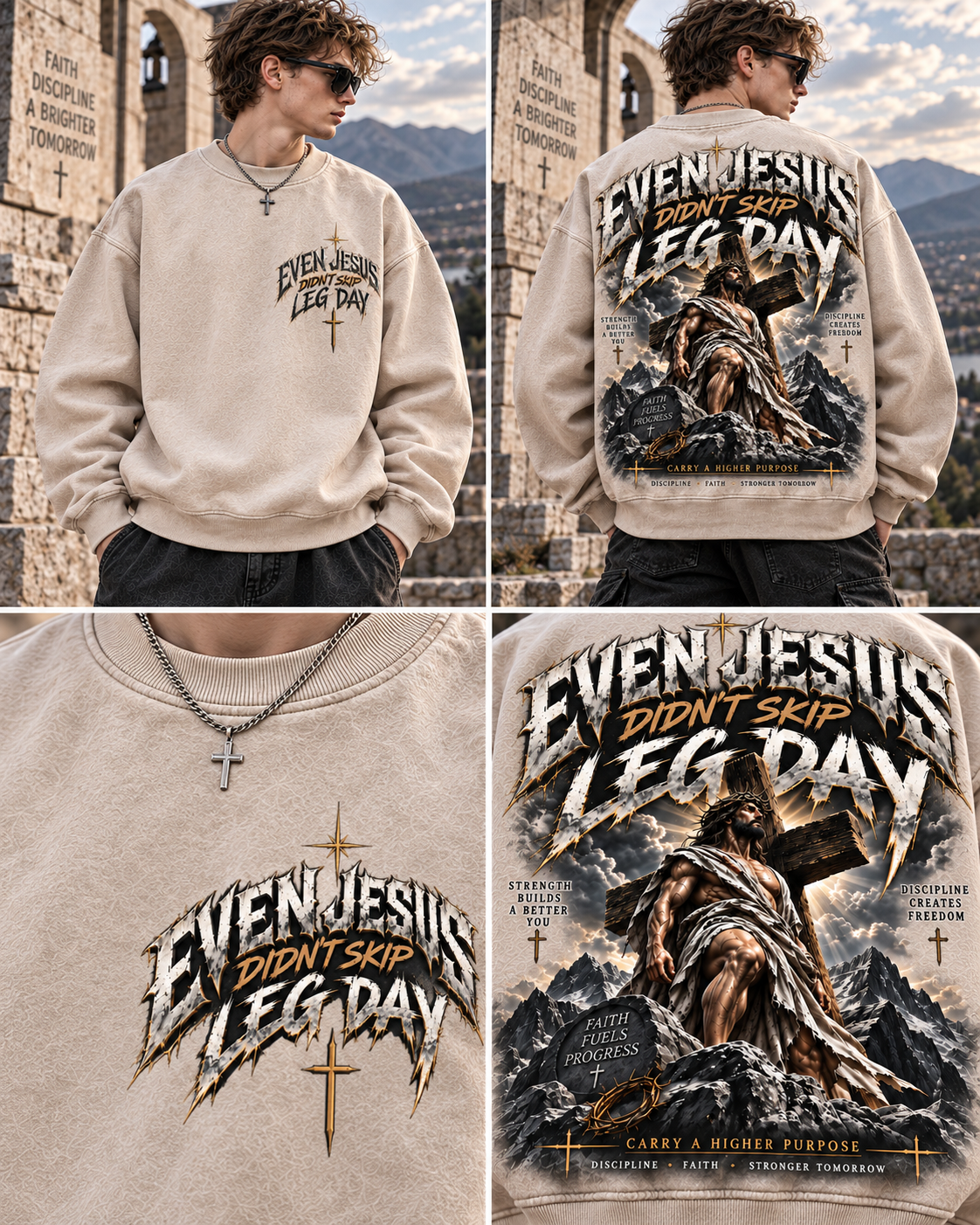 Even Jesus Didn’t Skip Leg Day – Vintage Faith Sweatshirt