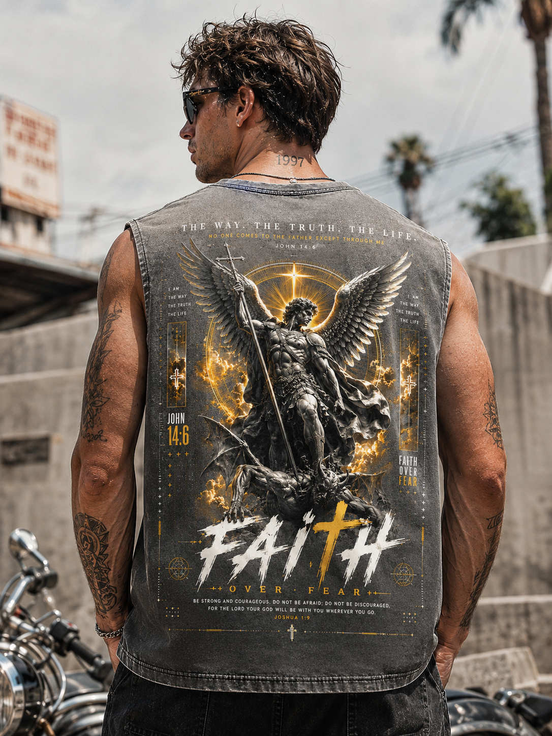 Faith Over Fear – Vintage Angel Washed Tank Top