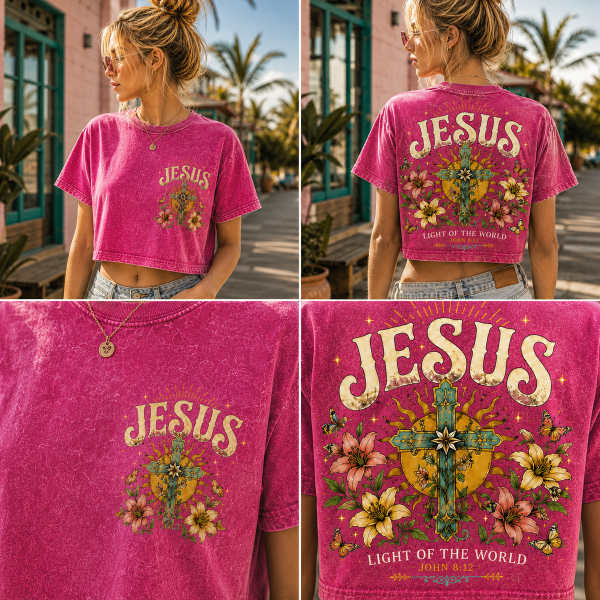 Jesus Light of the World Vintage Crop Top