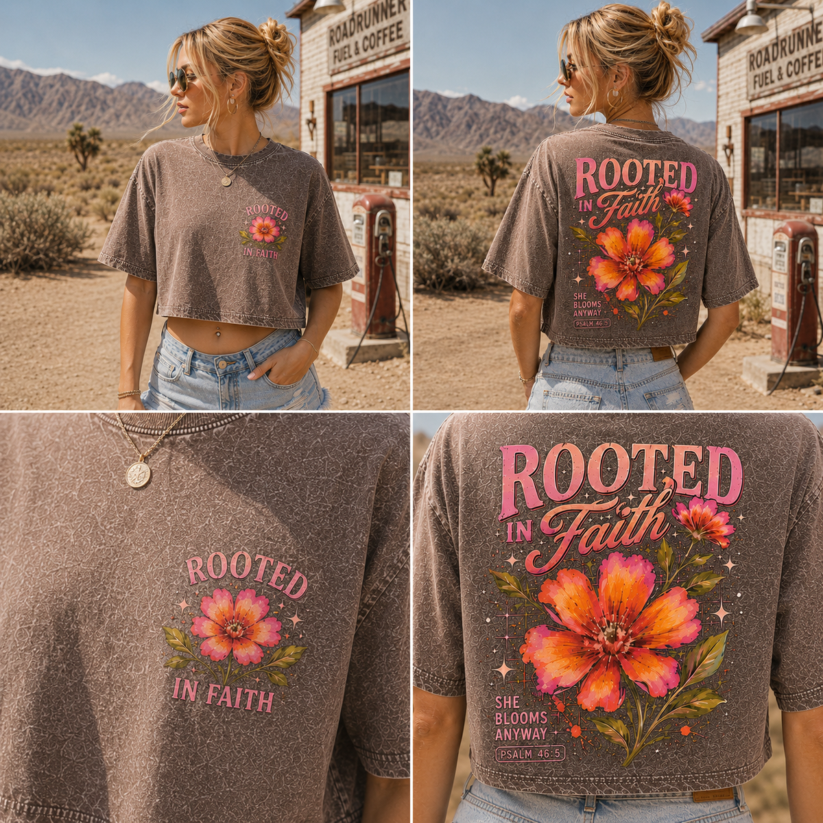 Rooted in Faith – Vintage Floral Crop Top