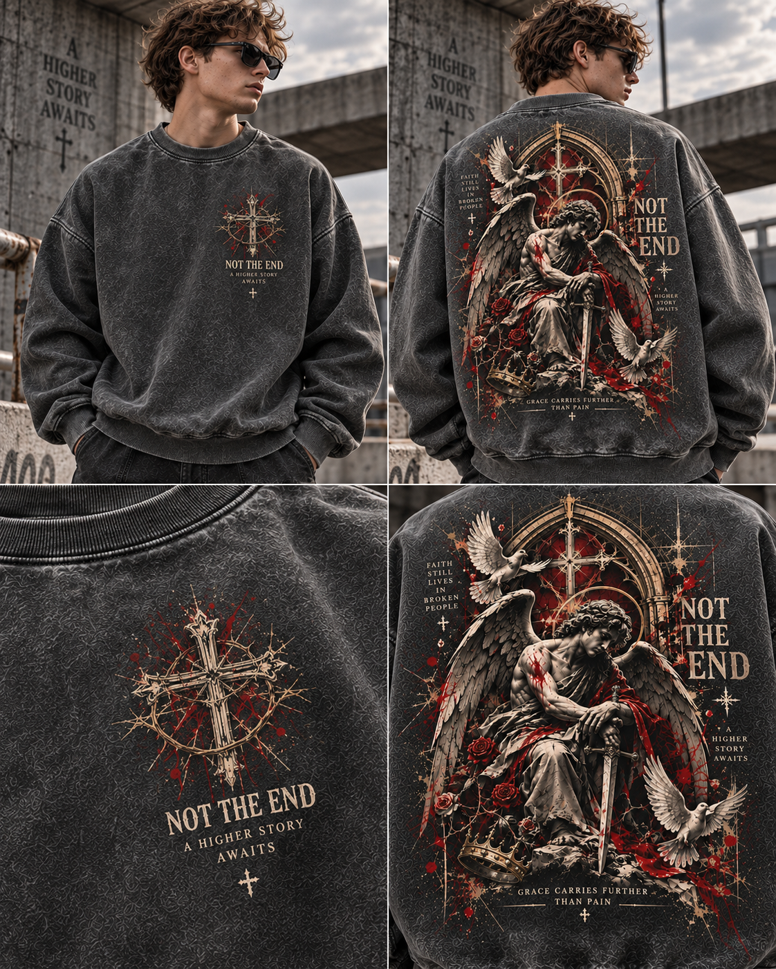Not The End – Gothic Angel Vintage Sweatshirt