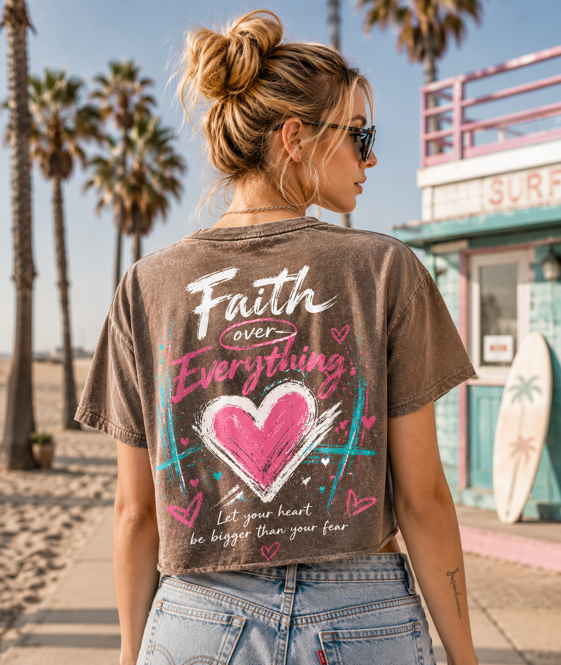 Faith Over Everything – Vintage Heart Crop Tee
