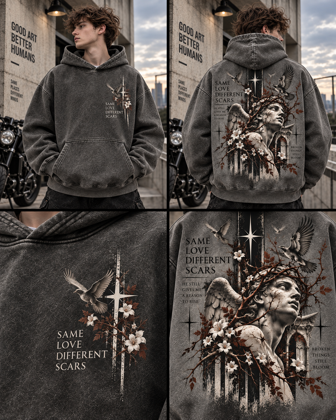 Same Love Different Scars – Vintage Angel Hoodie