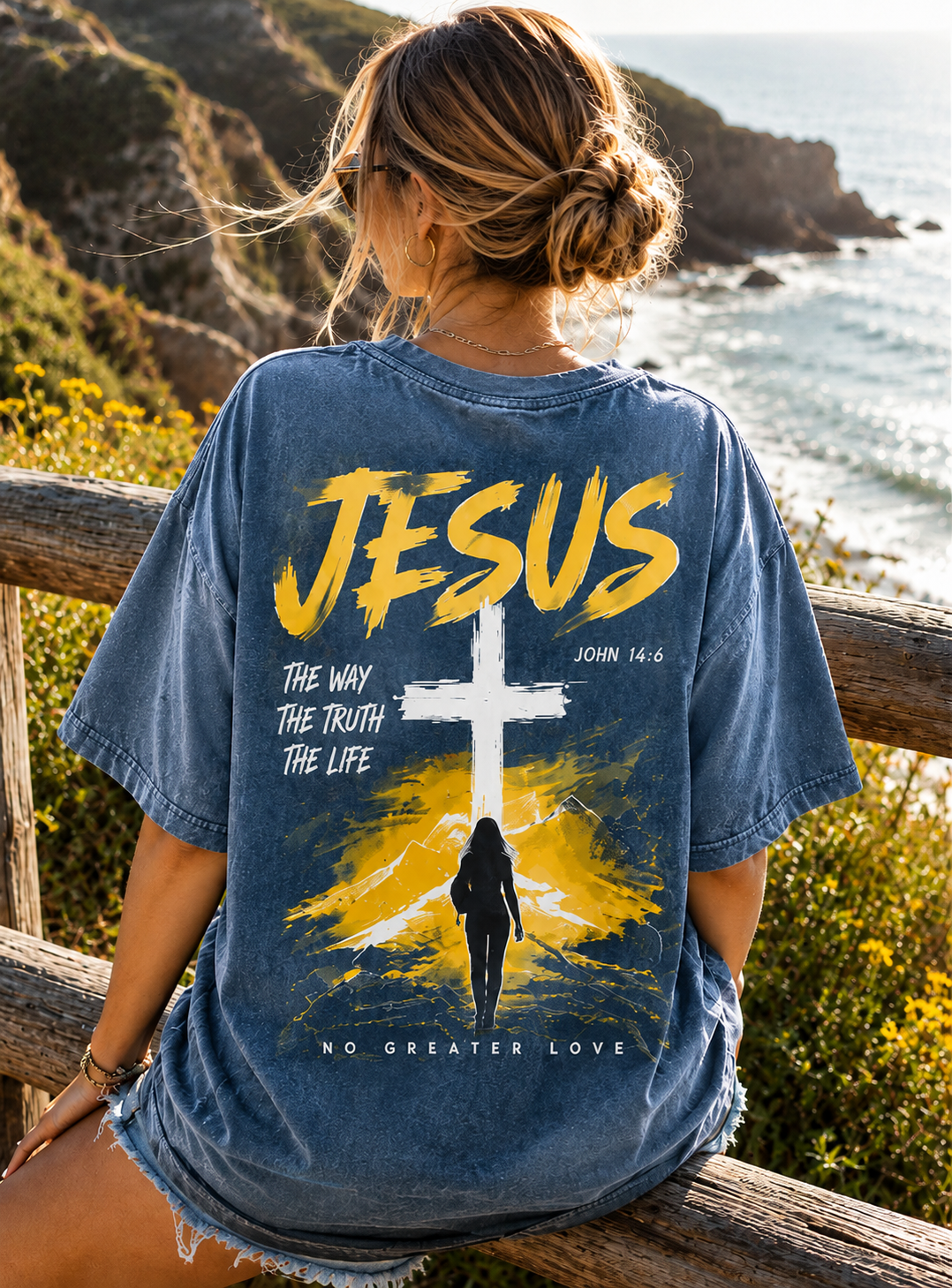 Vintage Jesus Cross Oversized T-Shirt – Faith Graphic Tee