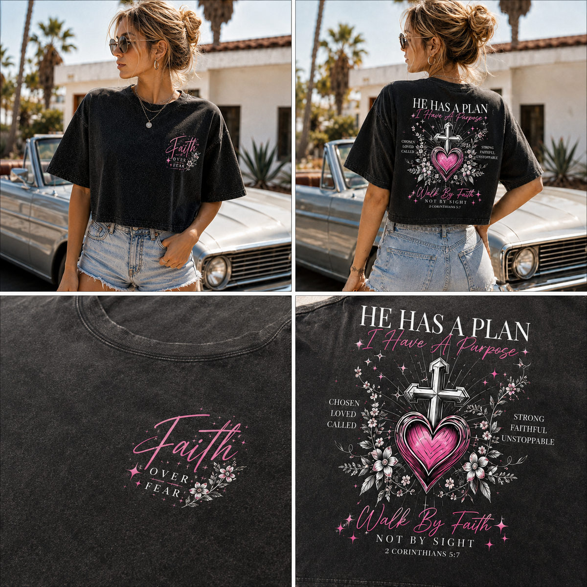 Faith Over Fear – He Has a Plan Crop Top