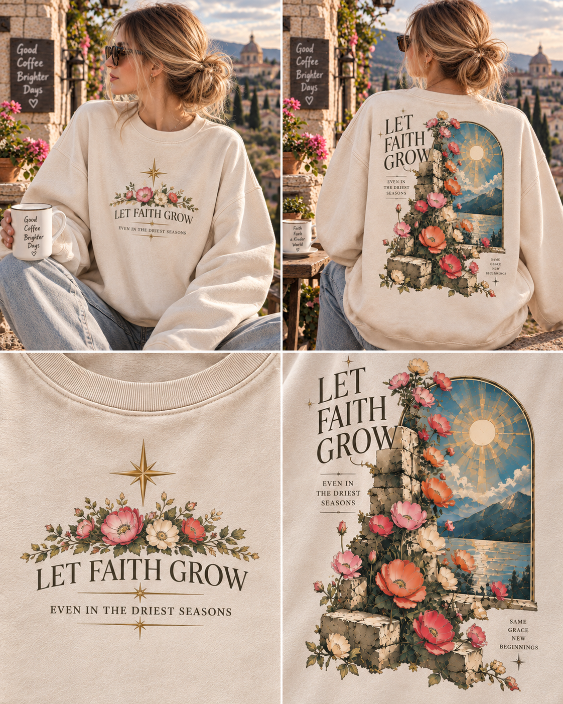 Let Faith Grow – Vintage Floral Sweatshirt