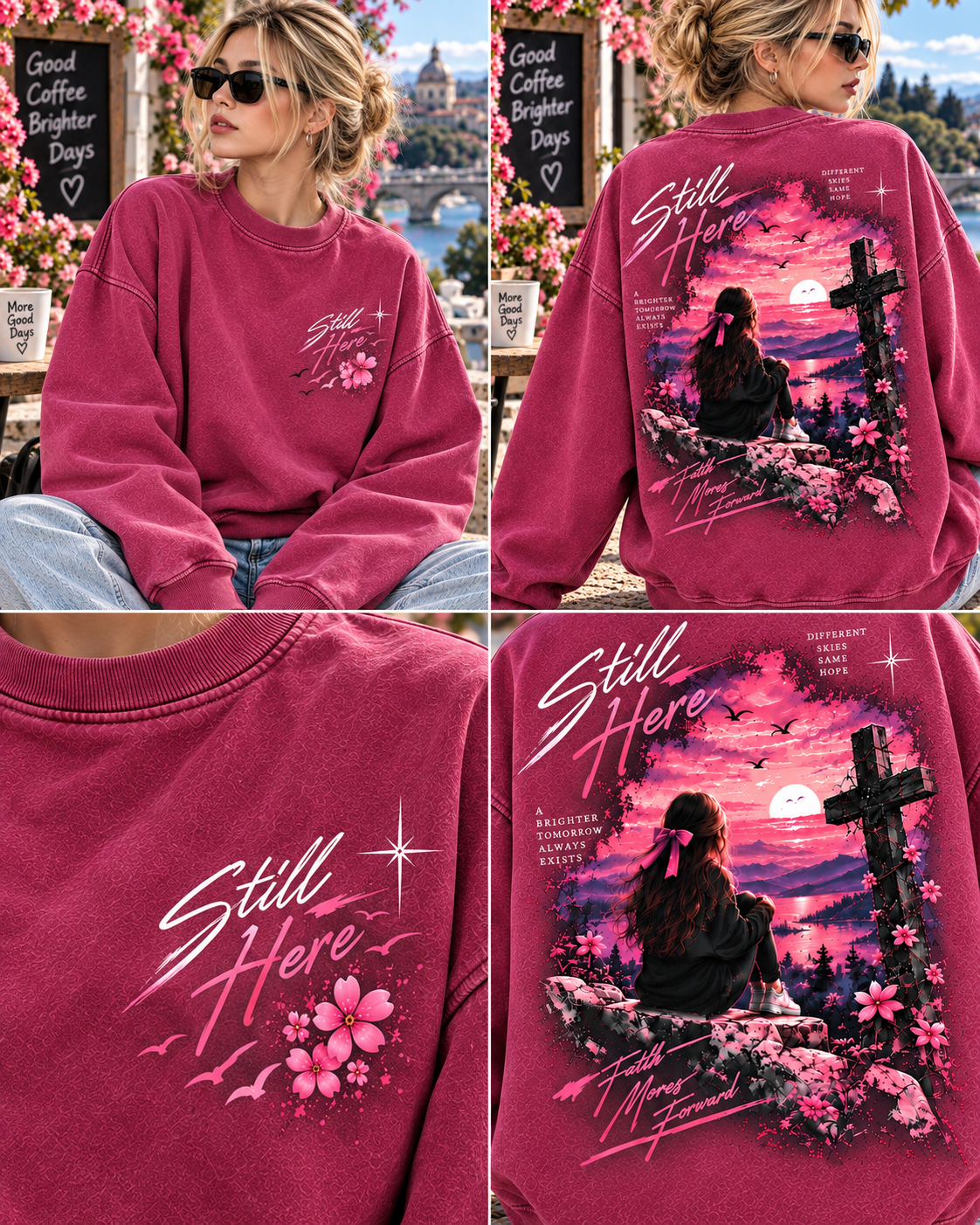 Still Here – Vintage Sunset Graphic Sweatshirt