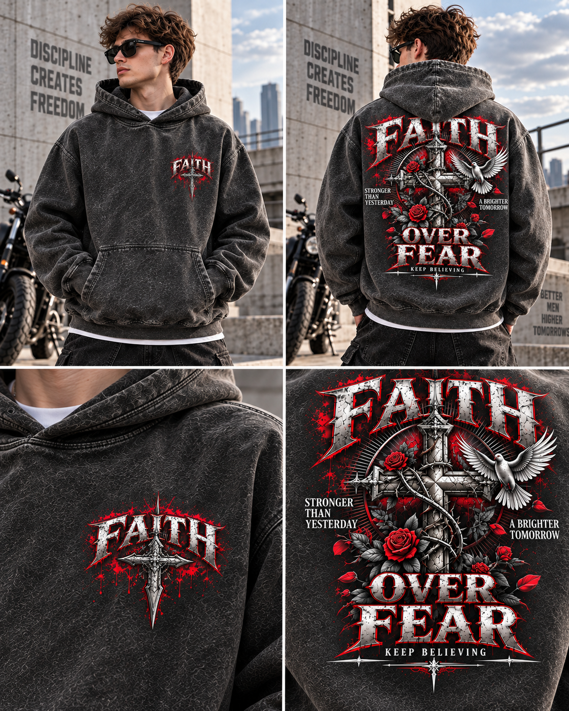 Faith Over Fear – Vintage Graphic Hoodie