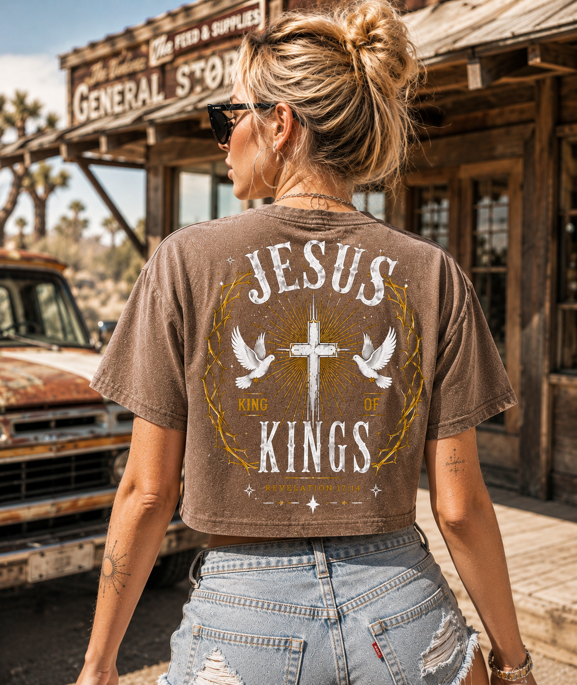 Jesus King of Kings – Vintage Christian Crop Tee