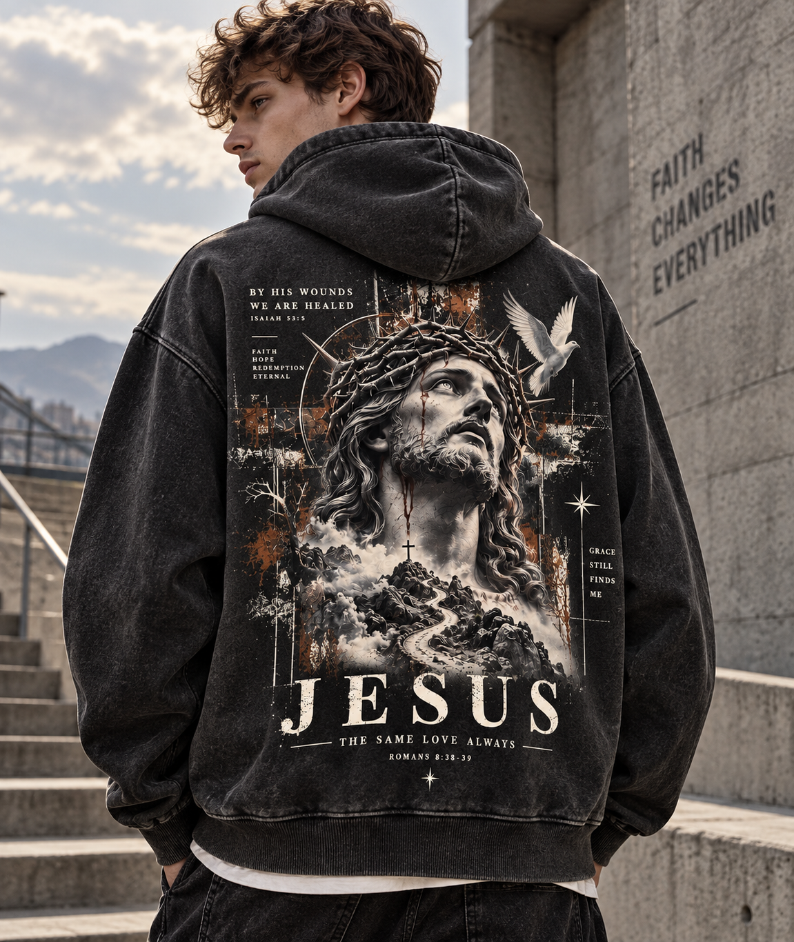 Jesus Faith Vintage Hoodie – Washed Beige