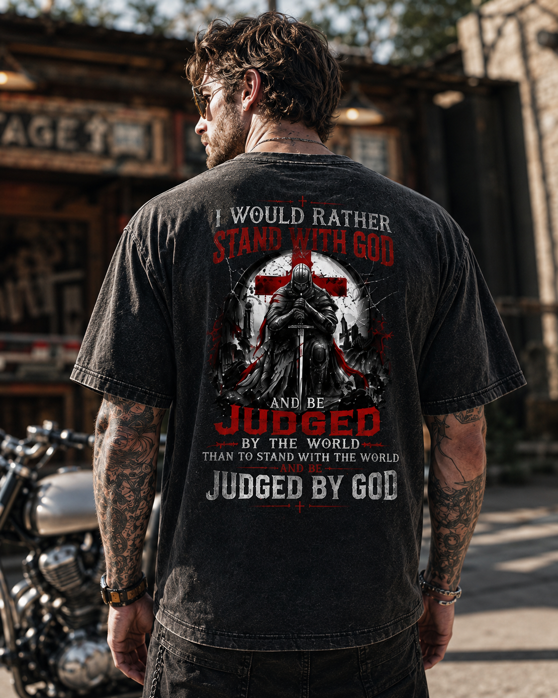 Judged by God – Vintage Washed Oversized Graphic T-Shirt