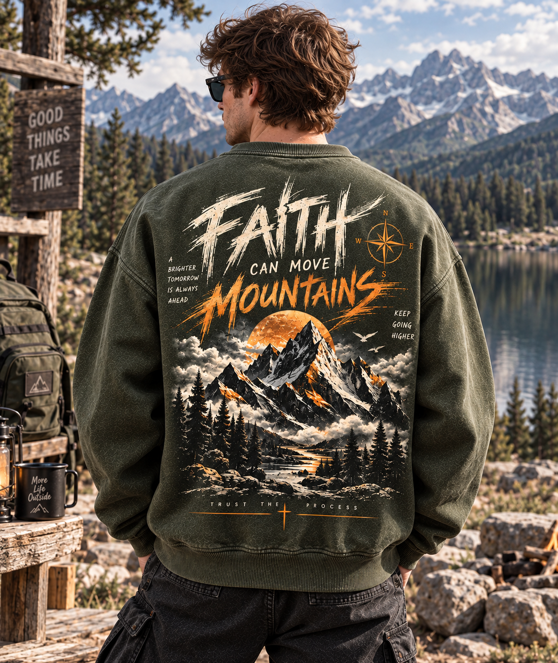 Faith Can Move Mountains – Vintage Mountain Sweatshirt