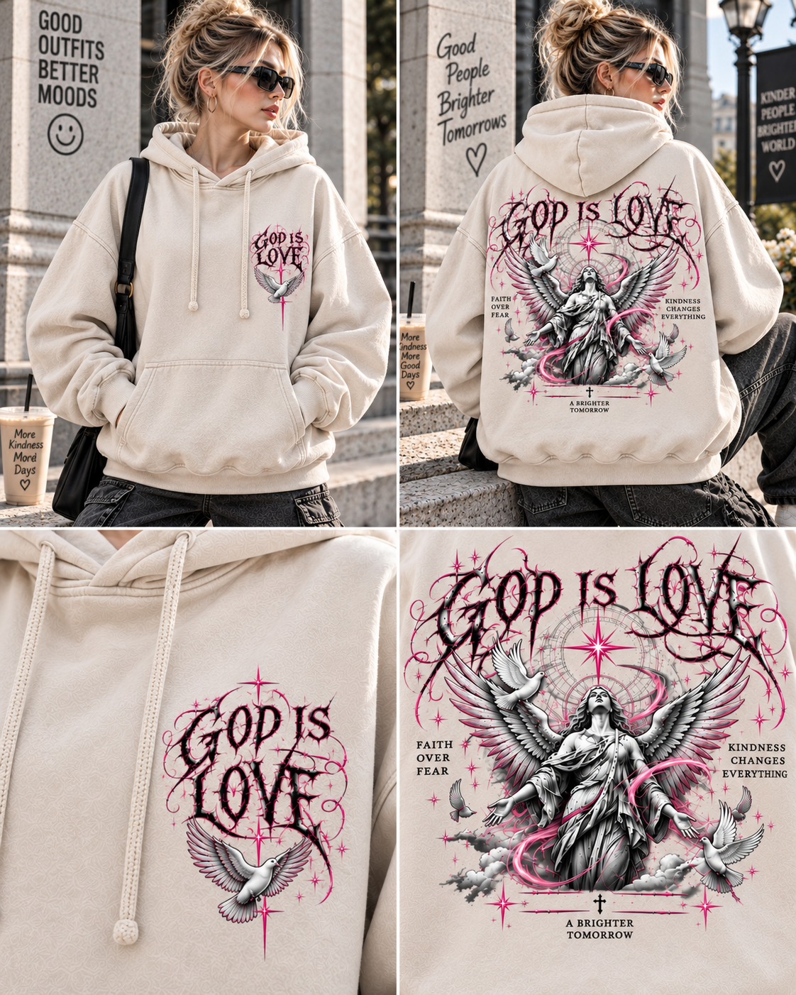 God Is Love Vintage Angel Hoodie