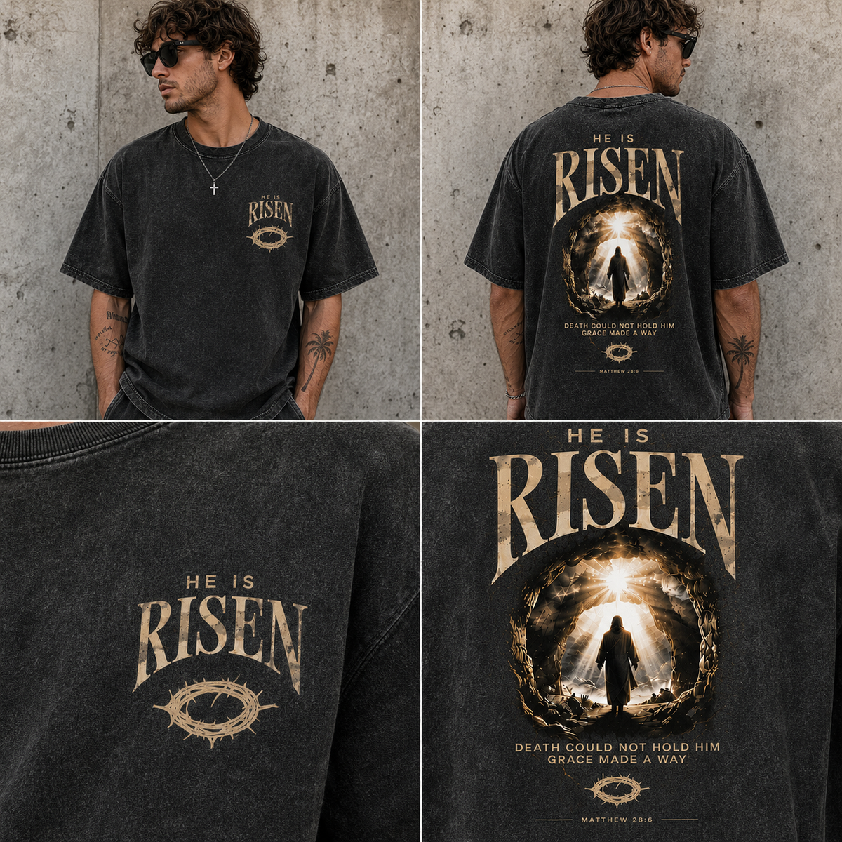 He Is Risen Vintage Graphic Tee