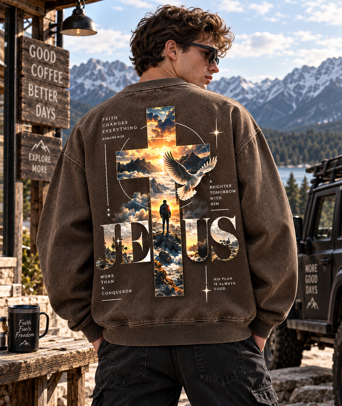 Jesus Faith Oversized Sweatshirt – Vintage Christian Style