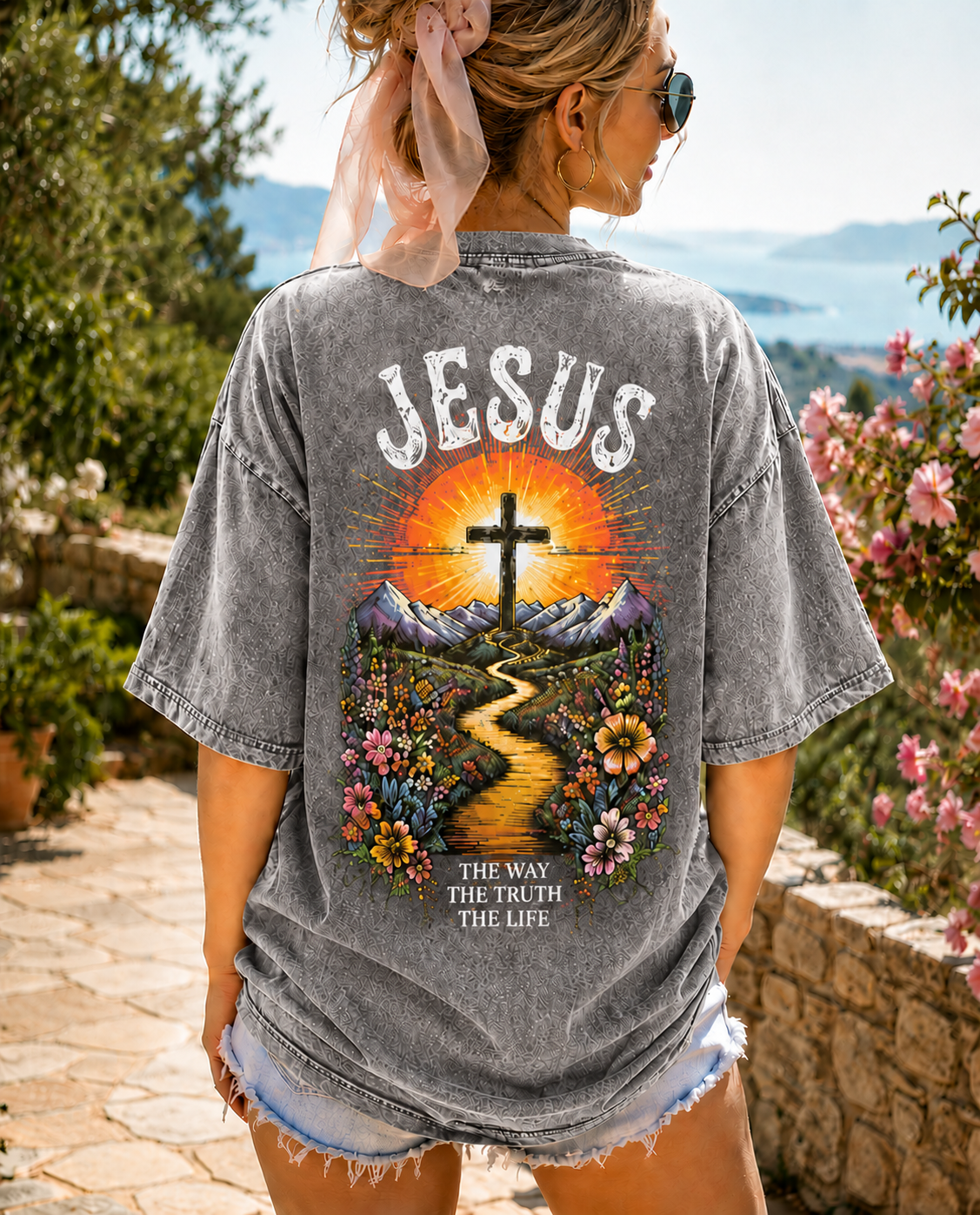 JESUS Vintage Washed Tee – The Way, The Truth, The Life