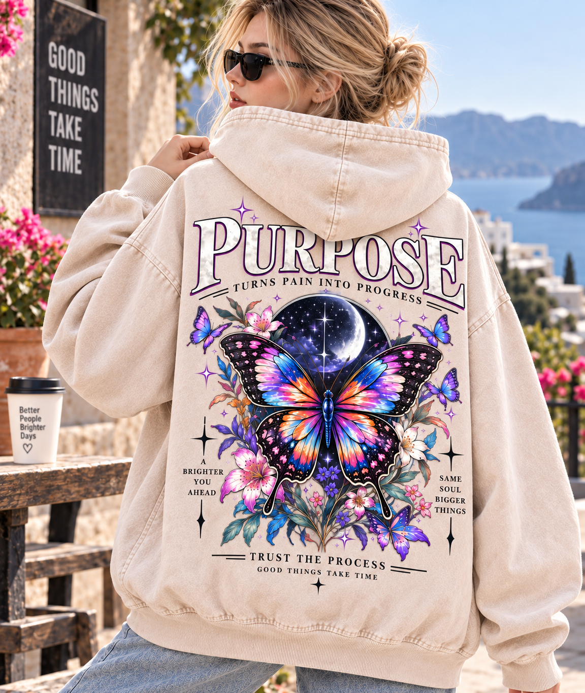Purpose Butterfly Oversized Washed Hoodie