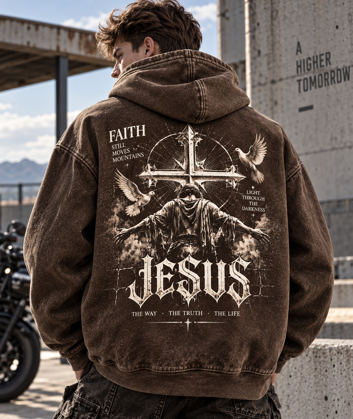 Faith Vintage Cross Hoodie – Wash Beige
