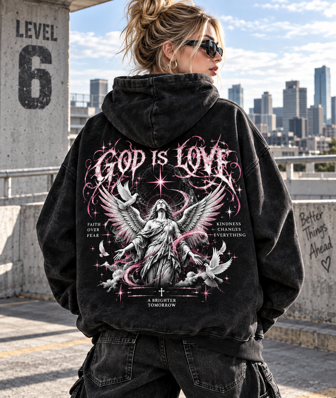 God Is Love Vintage Angel Hoodie