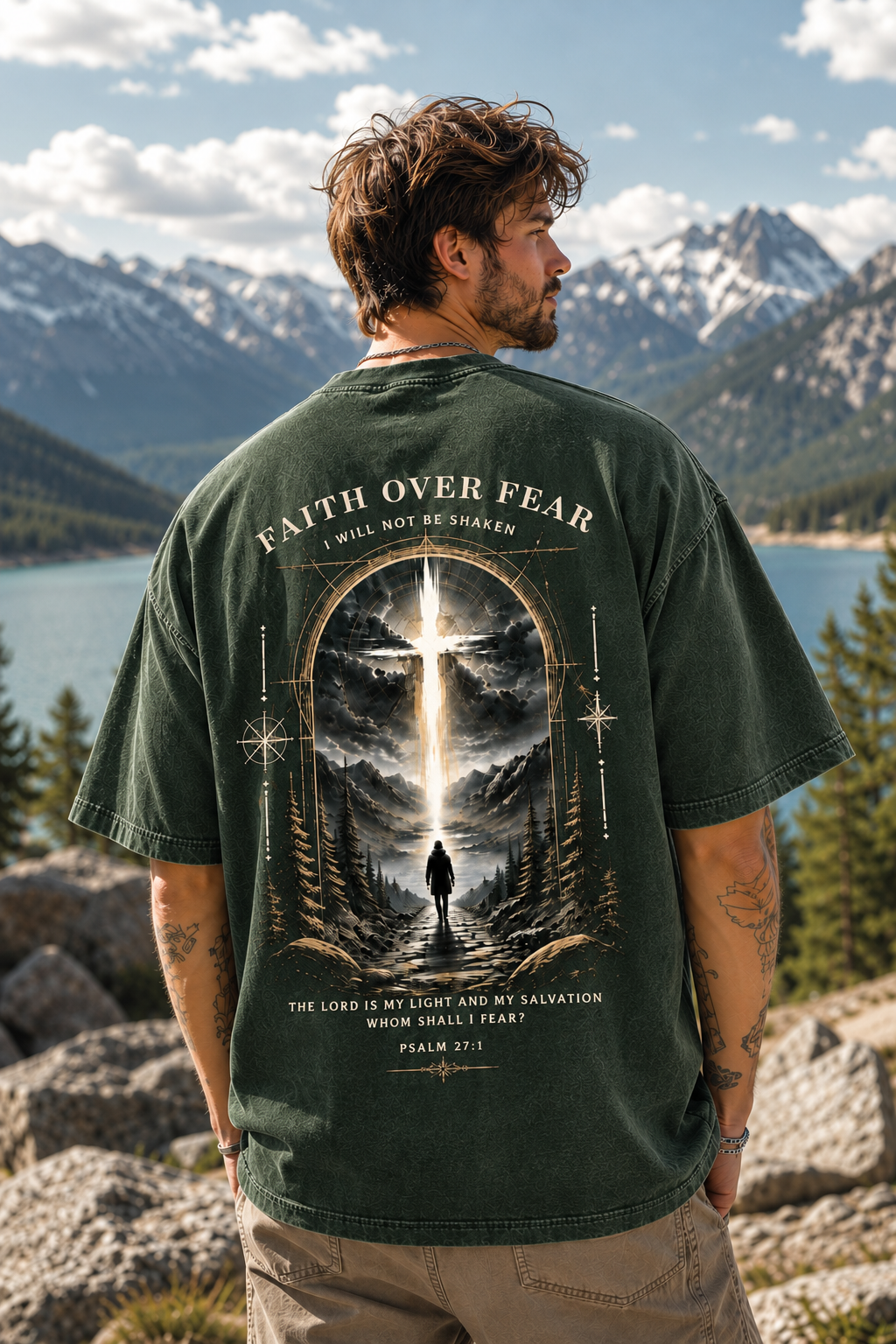 Faith Over Fear Vintage Graphic Tee – Premium Washed T-Shirt