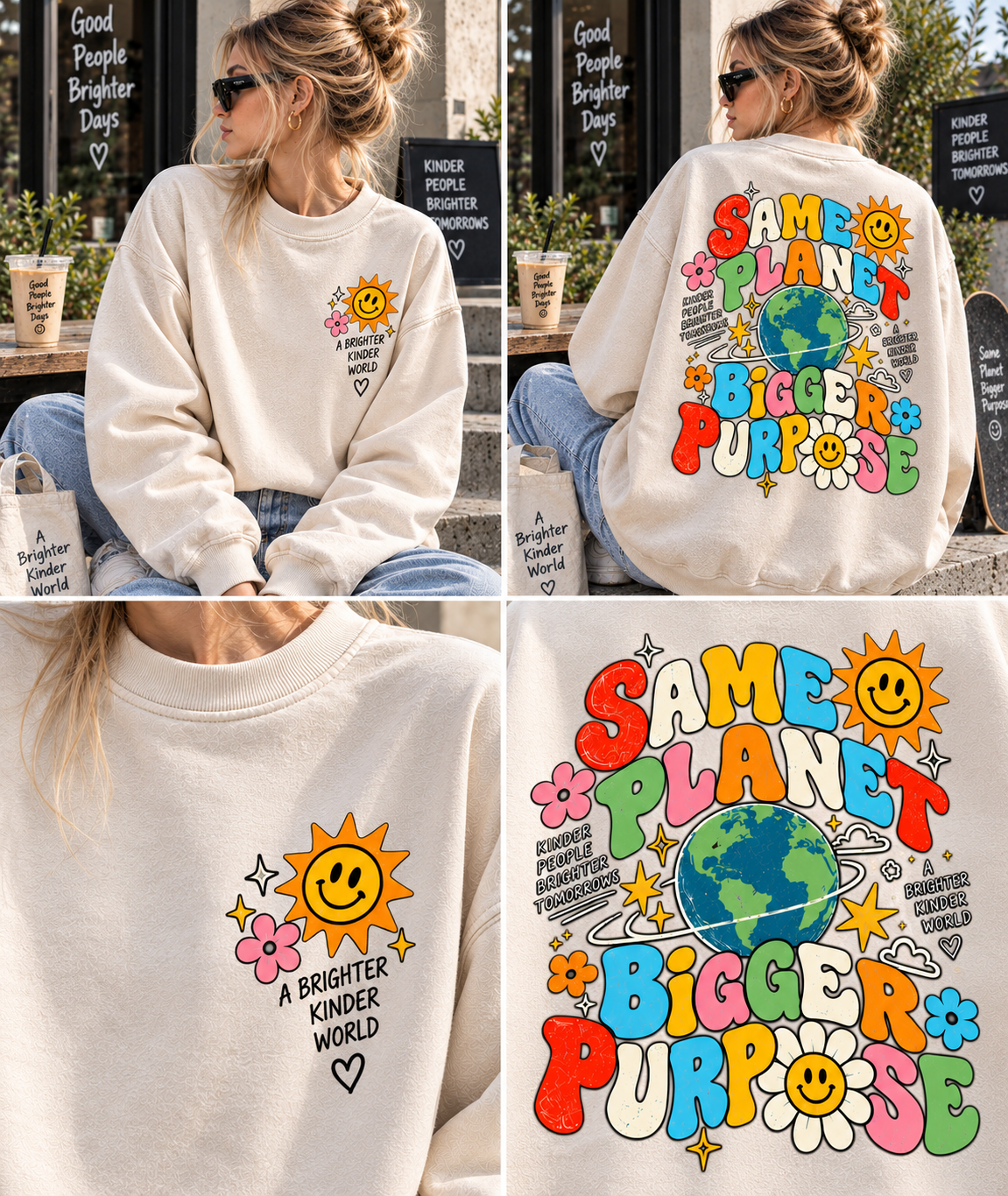 Same Planet Bigger Purpose – Vintage Graphic Sweatshirt