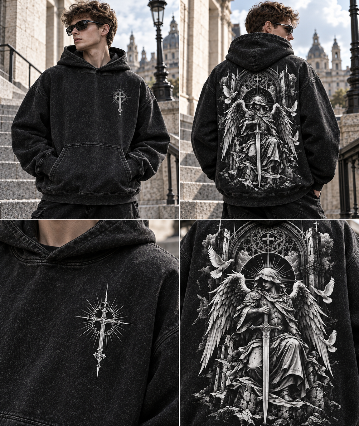 Gothic Guardian Oversized Hoodie