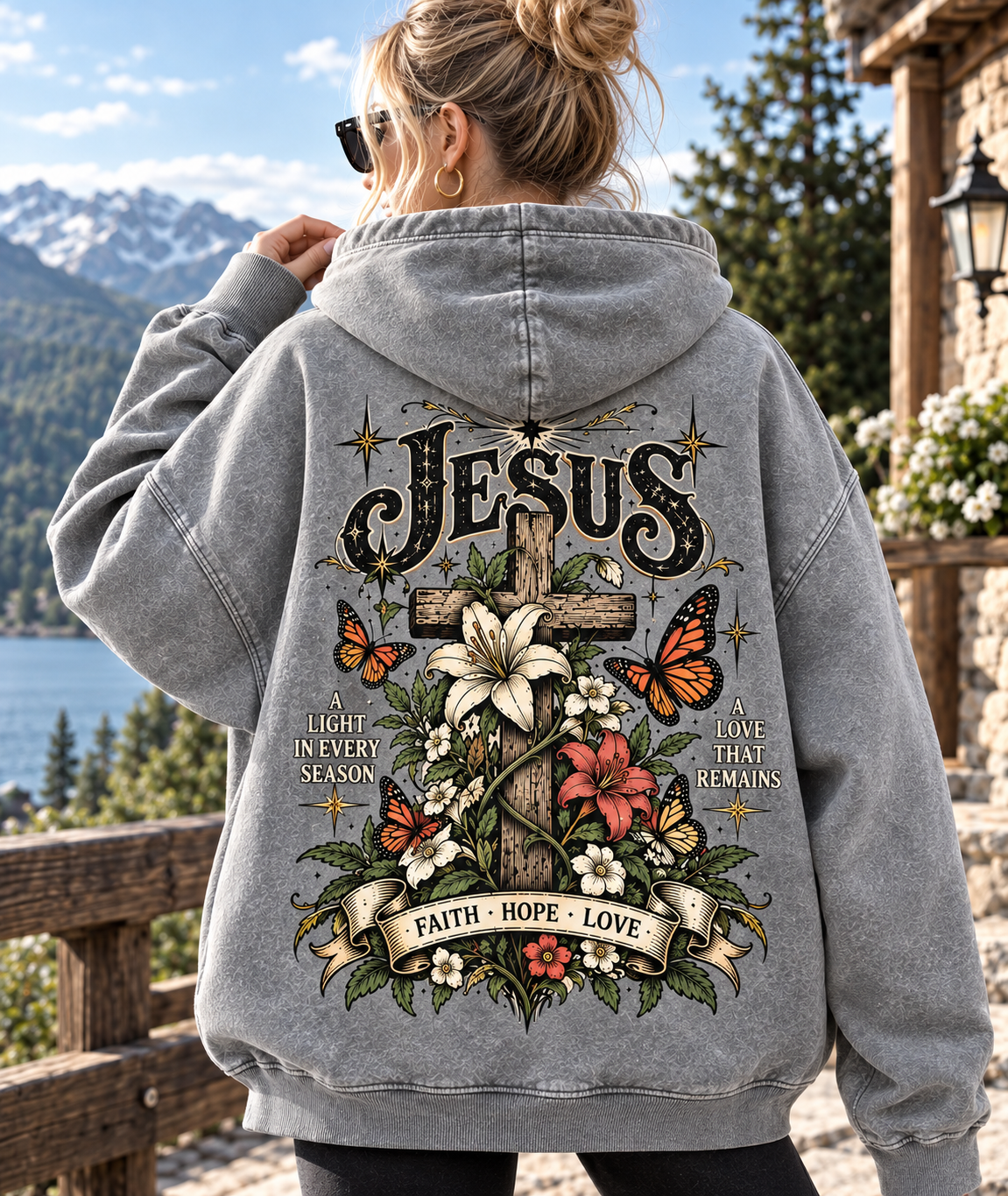 Vintage Jesus Cross Hoodie – Faith Hope Love
