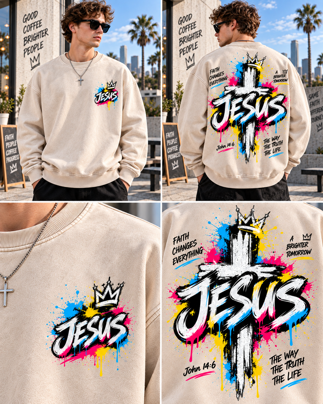 JESUS Graffiti Cross – Vintage Faith Sweatshirt