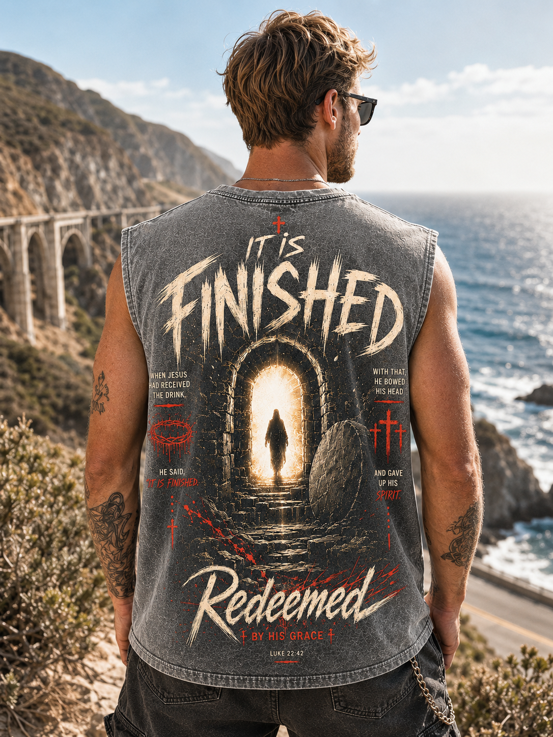 Redeemed by His Grace – Vintage Washed Black Tee