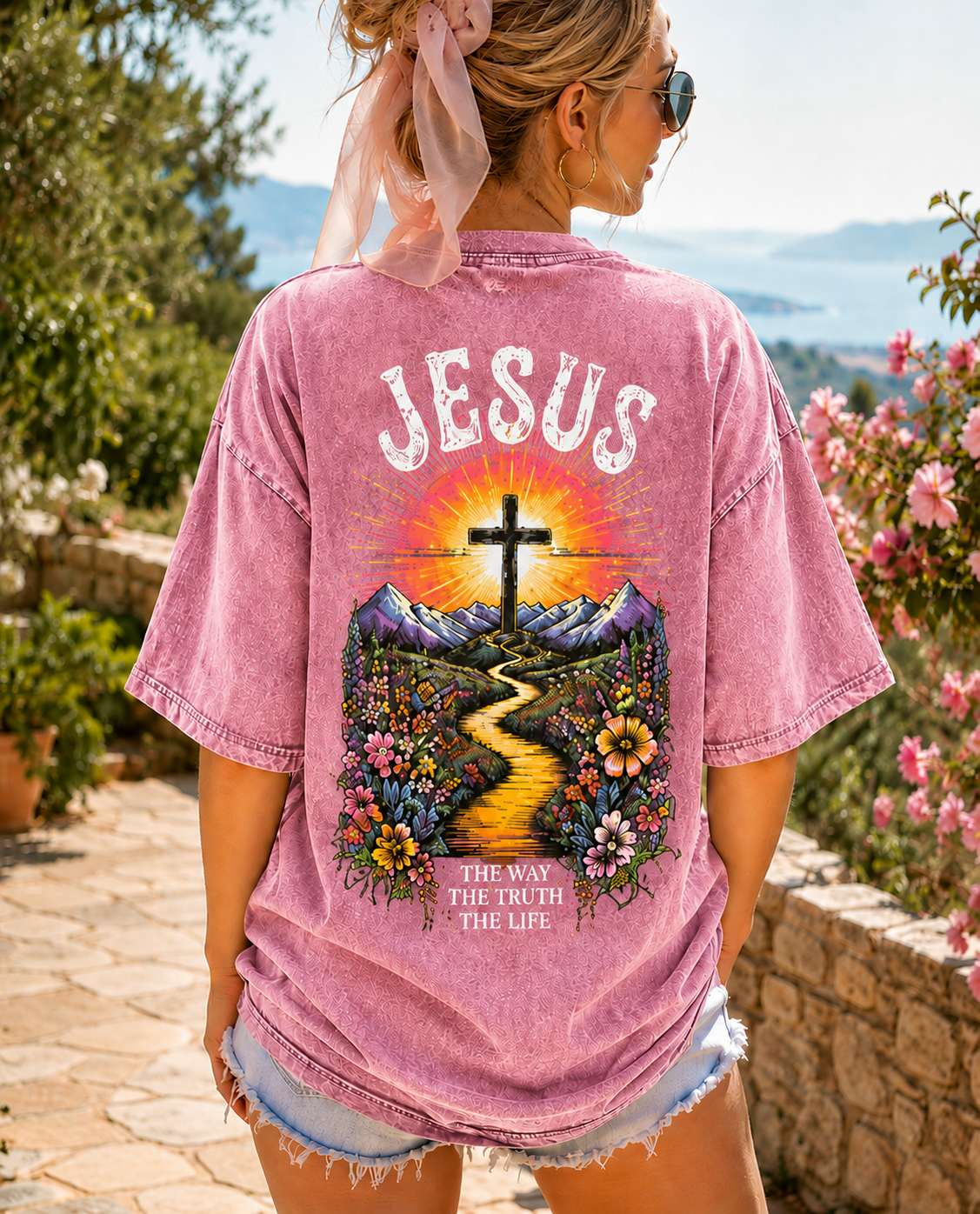JESUS Vintage Washed Tee – The Way, The Truth, The Life