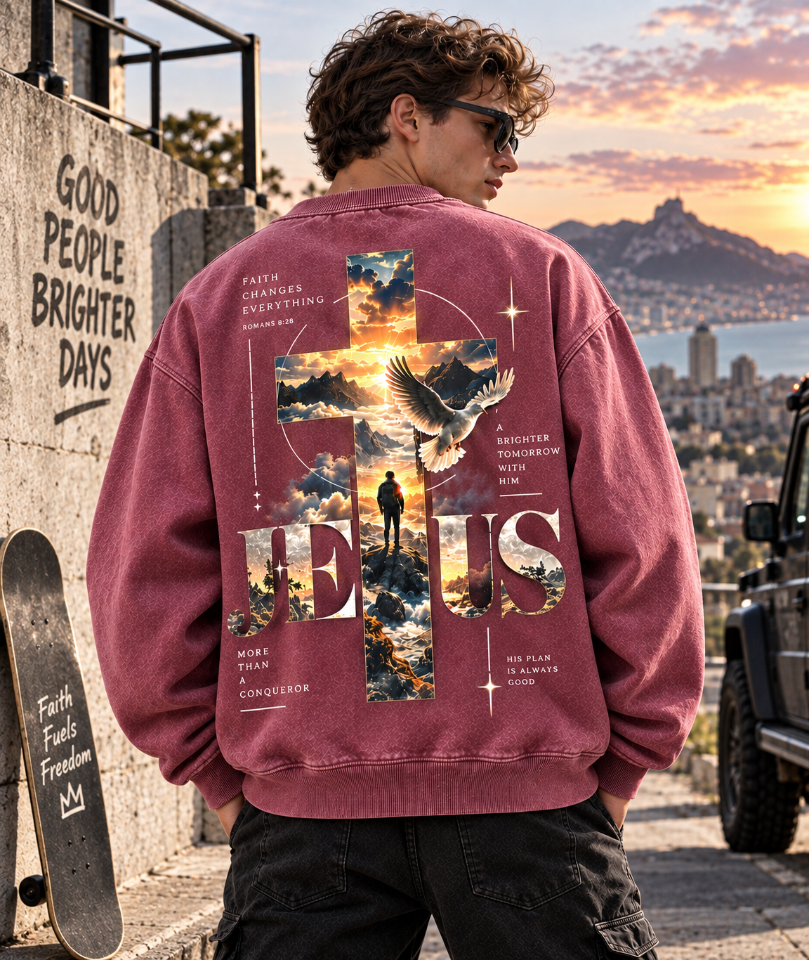 Jesus Faith Oversized Sweatshirt – Vintage Christian Style