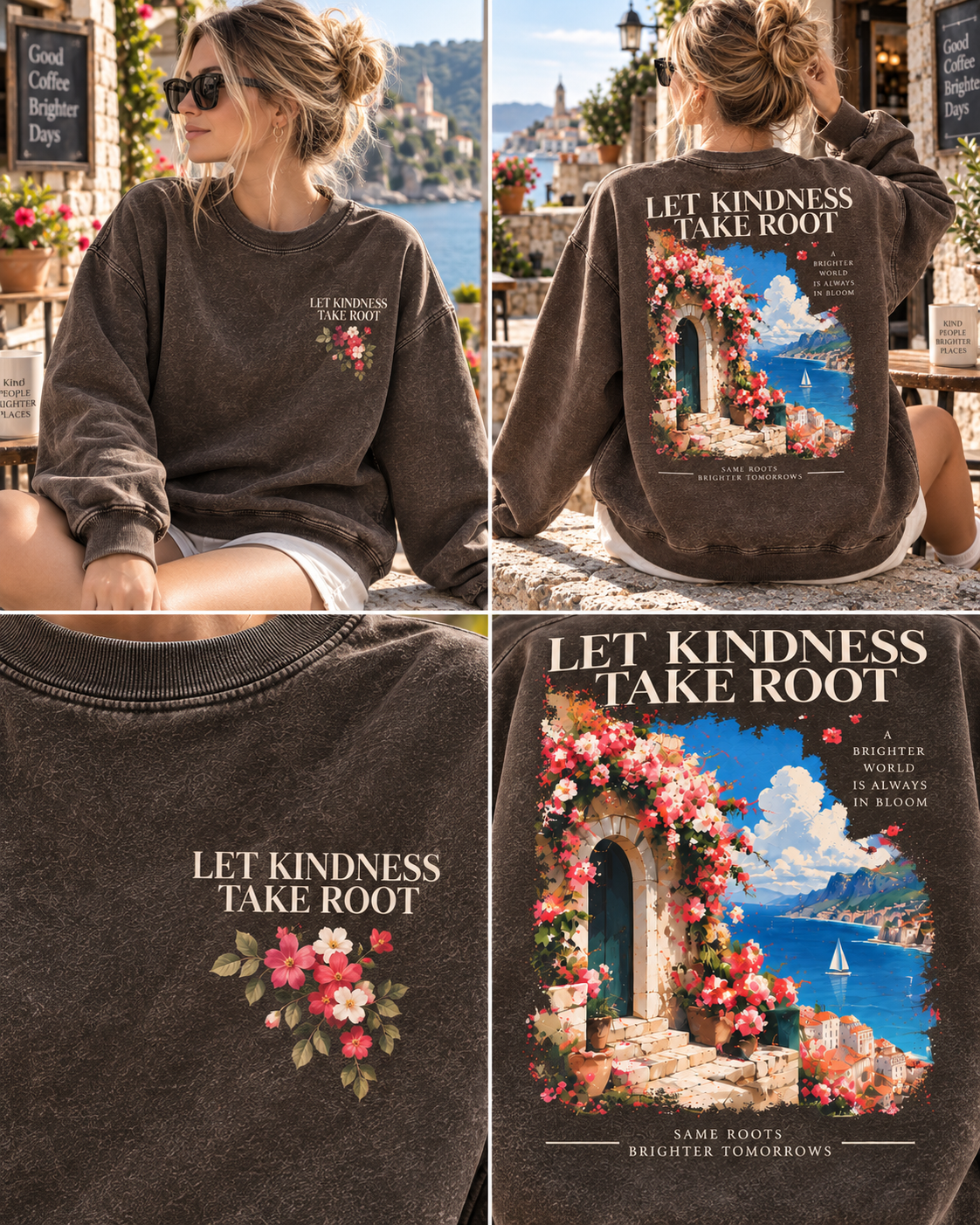 Let Kindness Take Root – Vintage Floral Sweatshirt
