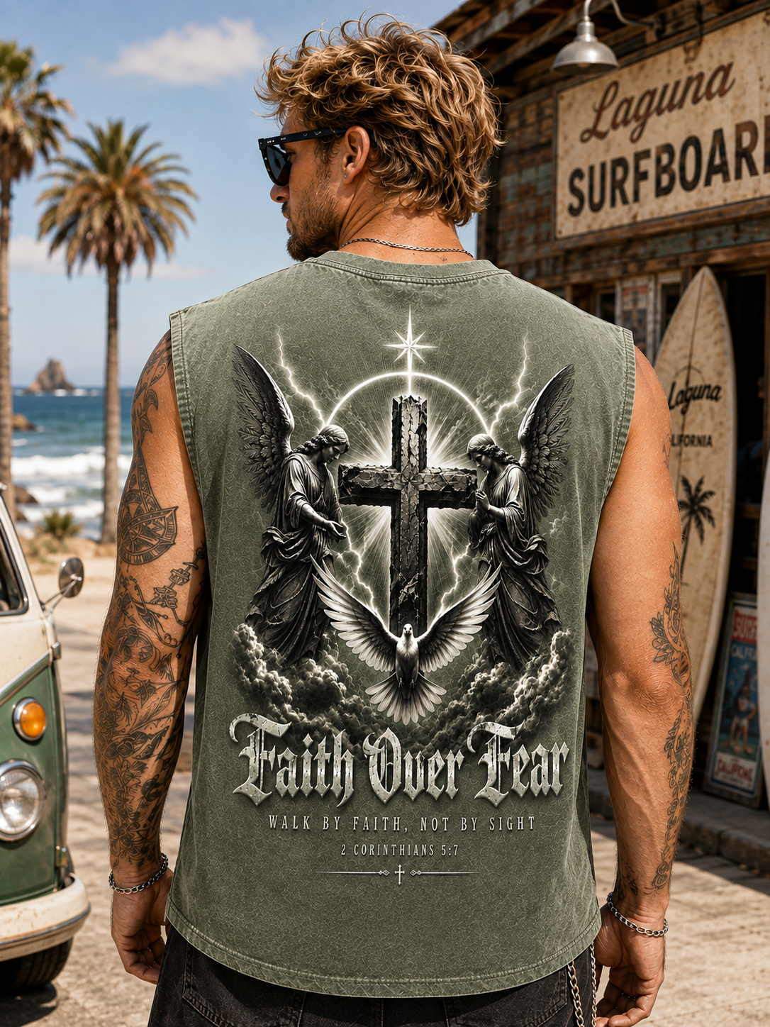 Faith Over Fear Washed Tank Top
