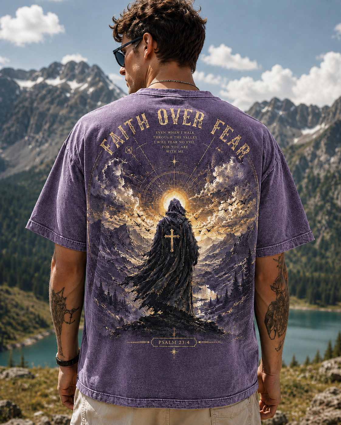 Faith Over Fear Vintage Graphic Tee – Unisex Washed T-Shirt