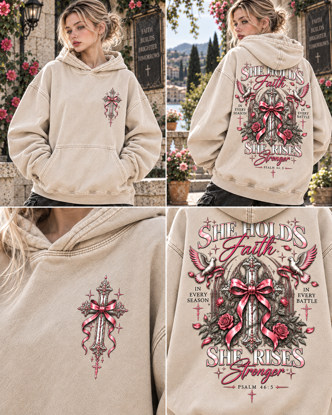 She Holds Faith – She Rises Stronger Hoodie