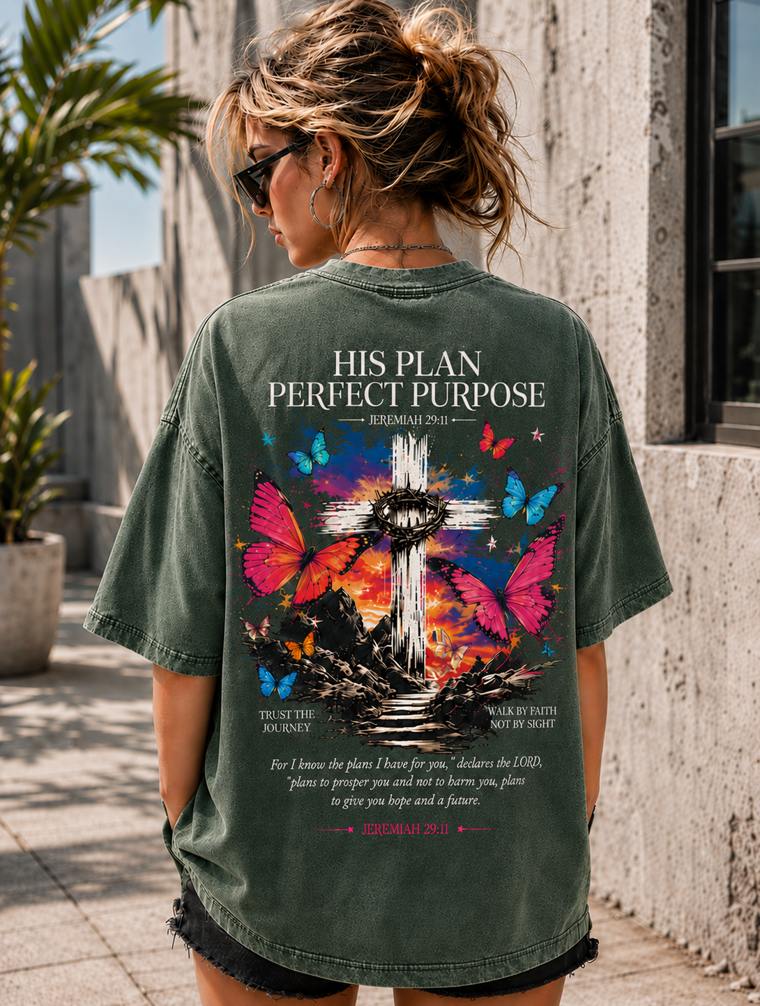 His Plan Perfect Purpose – Vintage Christian Oversized T-Shirt