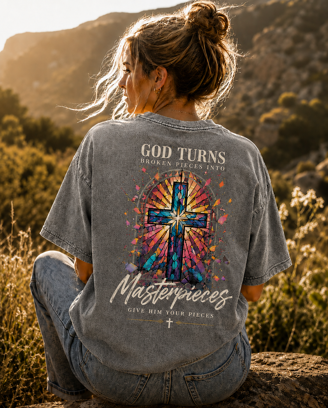 Christian Masterpieces Cross T-Shirt – Vintage Washed Graphic Tee